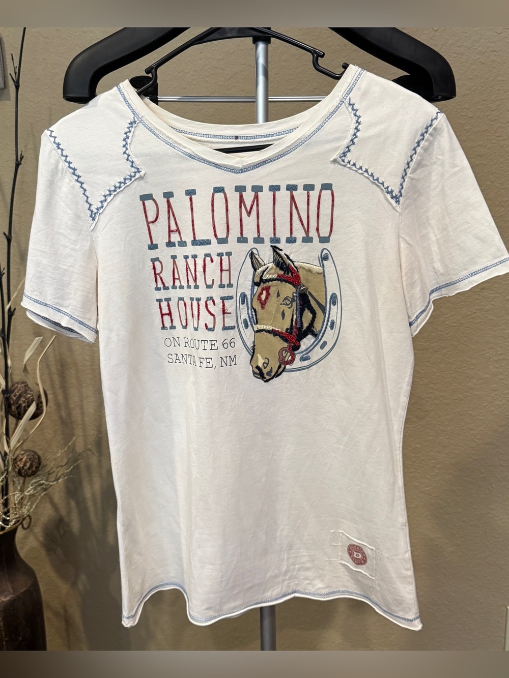 Double D Ranch Ivory Palomino Ranch House Tee with Rust Logo